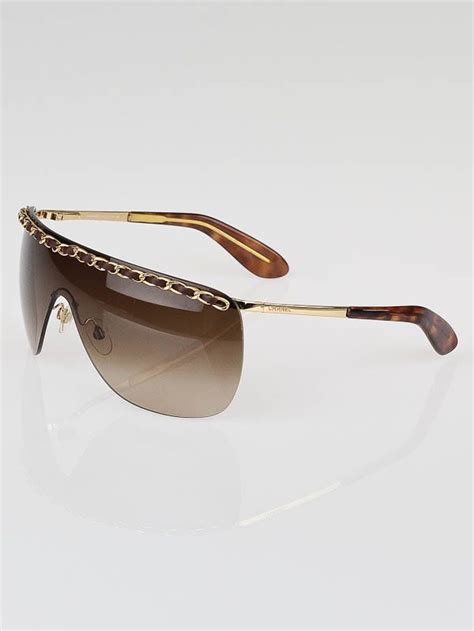 CHANEL Rimless Shield Chain Sunglasses 4160